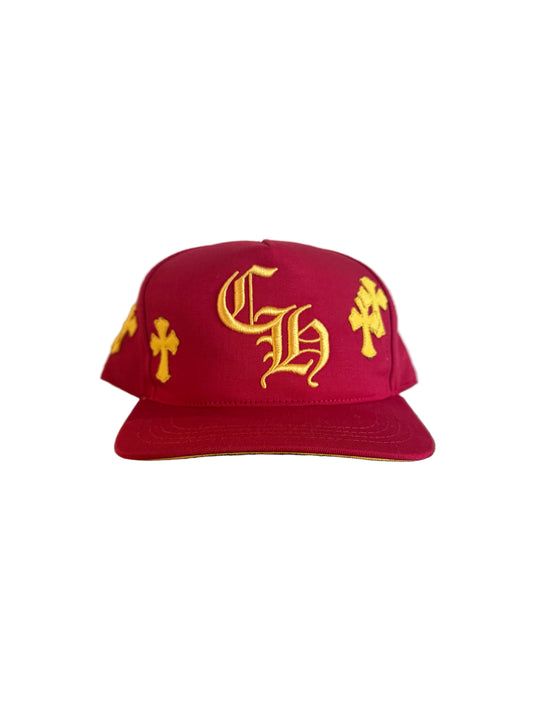 Chrome Hearts Cross Patch CH Snapback Hat Red/Yellow