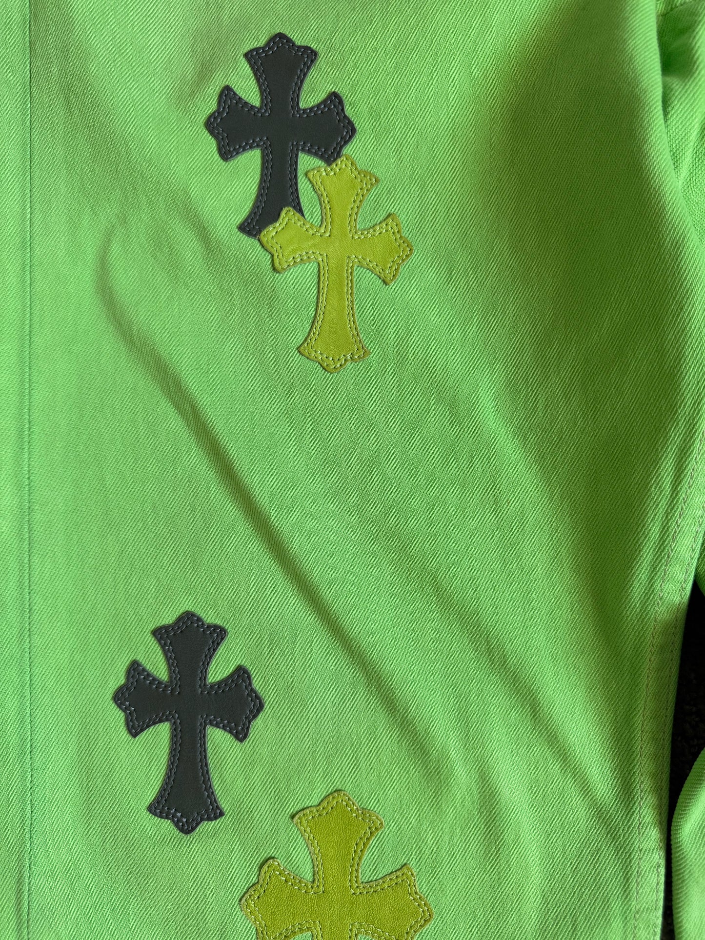 Chrome Hearts Sex Records Green Levis Leather Cross Denim Jeans