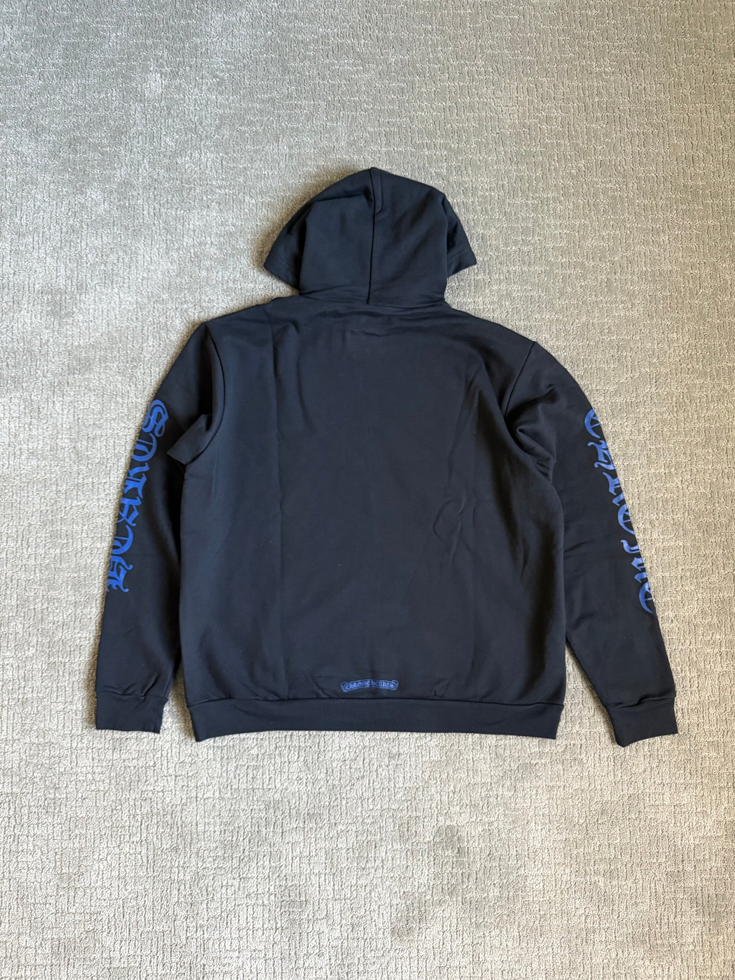 Chrome Hearts Vertical Logo Pullover Hoodie Black/Blue