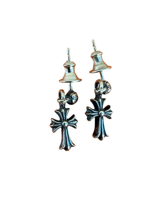 Chrome Hearts Baby Fat Silver Earrings Pair