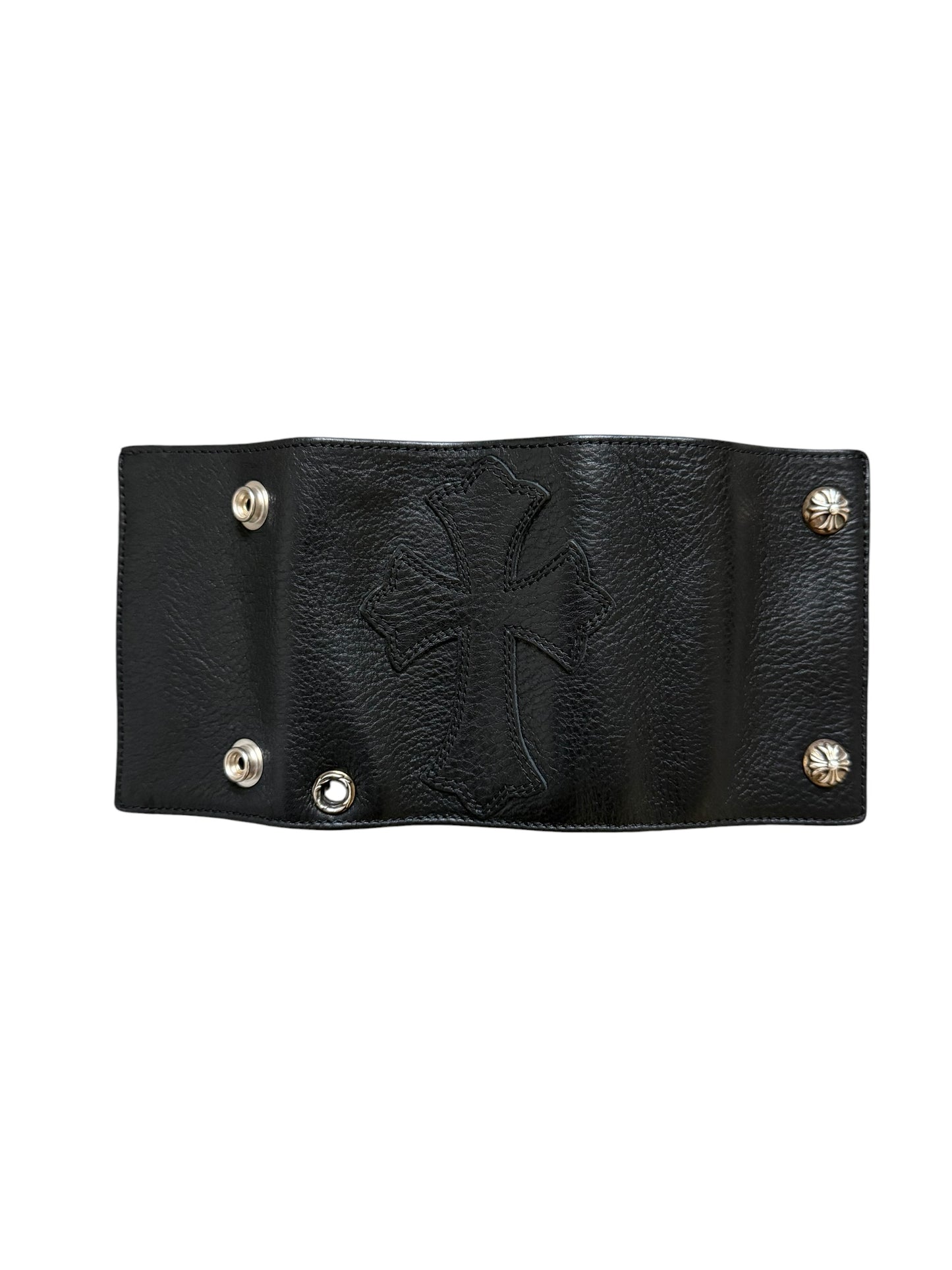 Chrome Hearts Cross Patch Trifold Leather Wallet