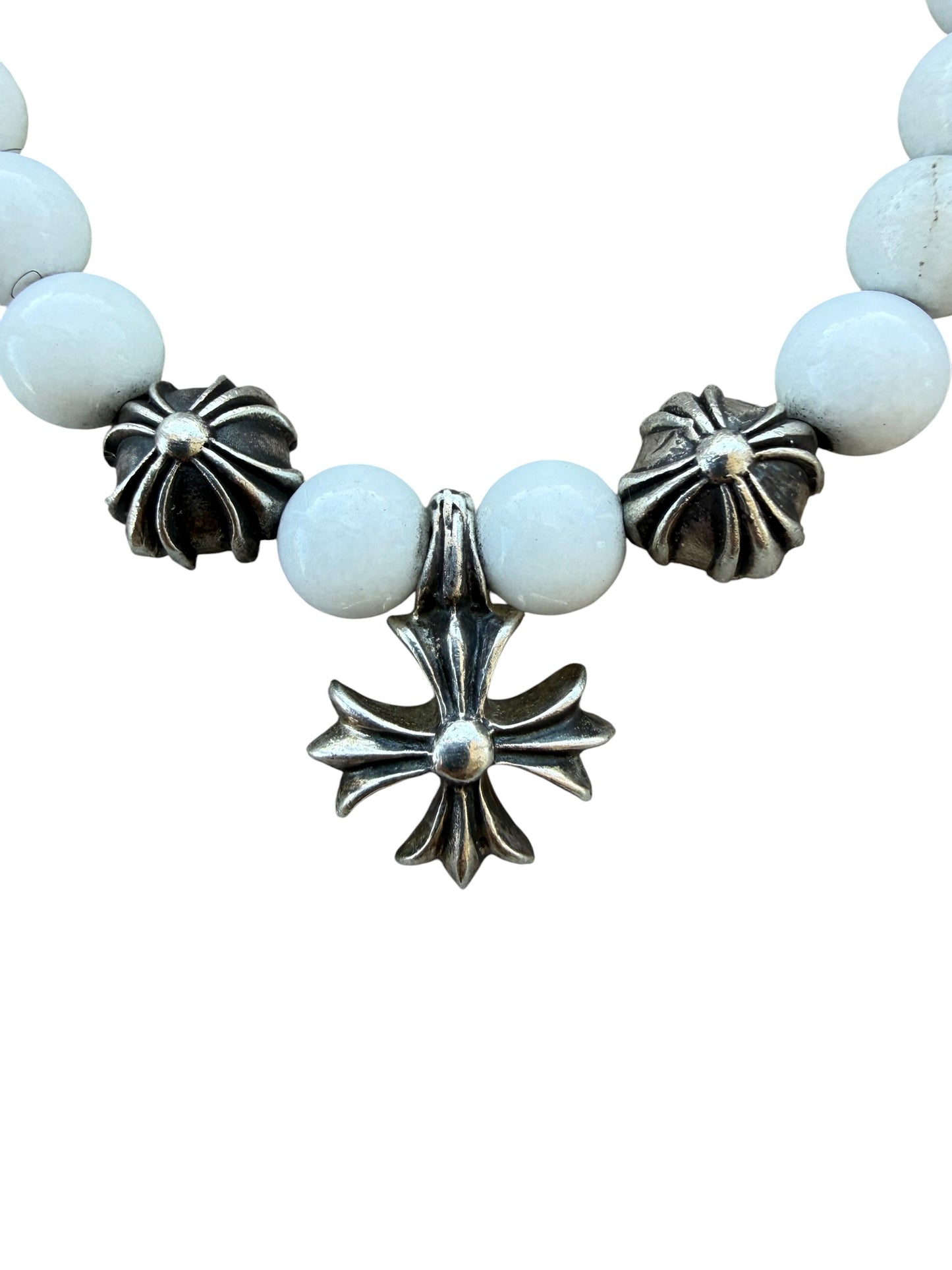 Chrome Hearts Plus Cross Charm Onyx Bead Bracelet