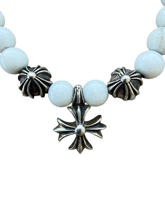 Chrome Hearts Plus Cross Charm Onyx Bead Bracelet