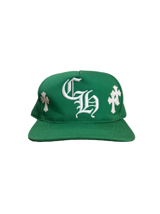 Chrome Hearts Cross Patch CH Snapback Hat Green/White