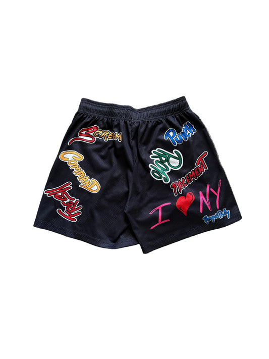 Eric Emanuel x Matty Boy Graffiti Mesh Shorts Black