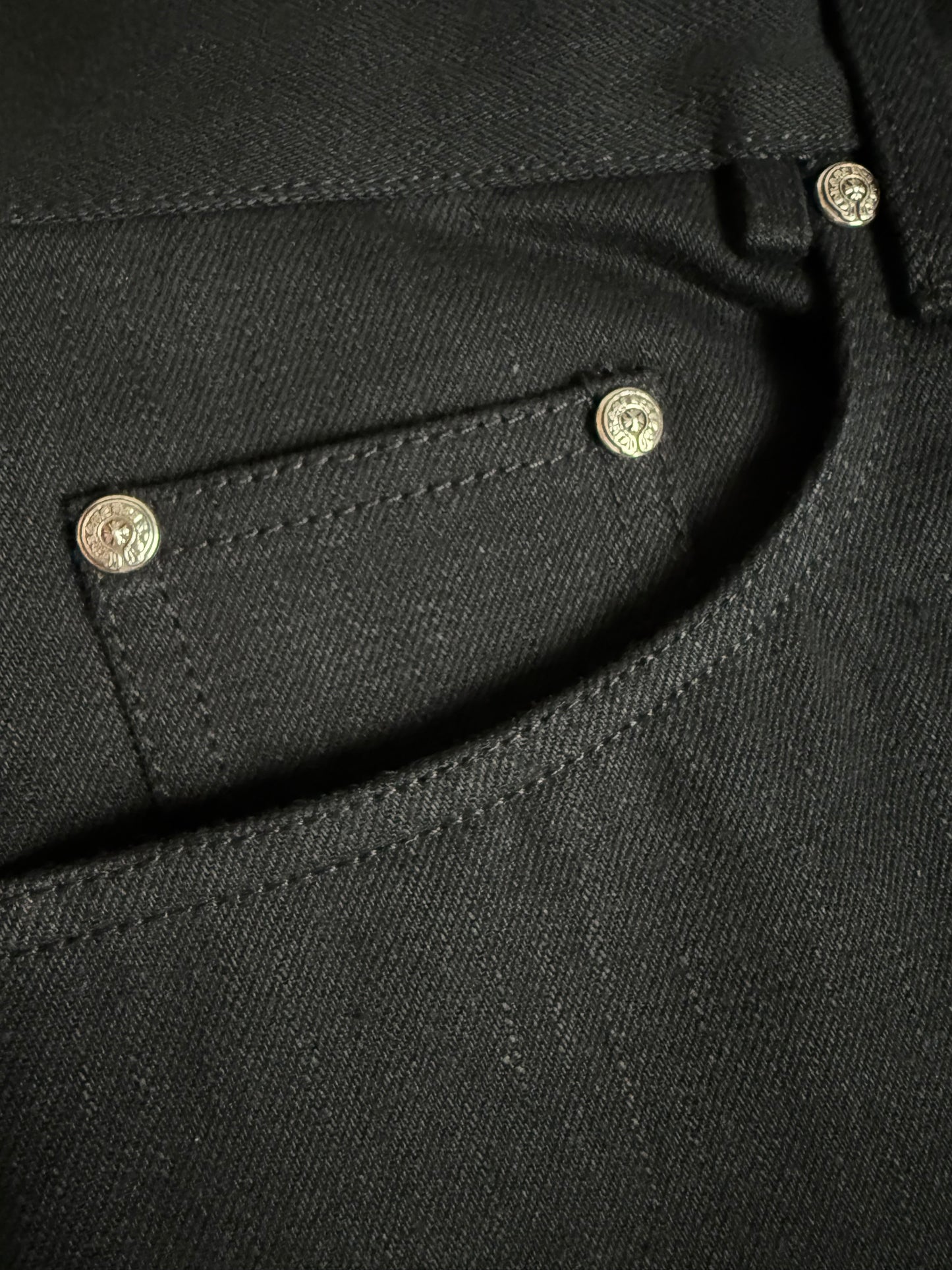 Chrome Hearts Fleur Knee Raw Denim Jeans Black