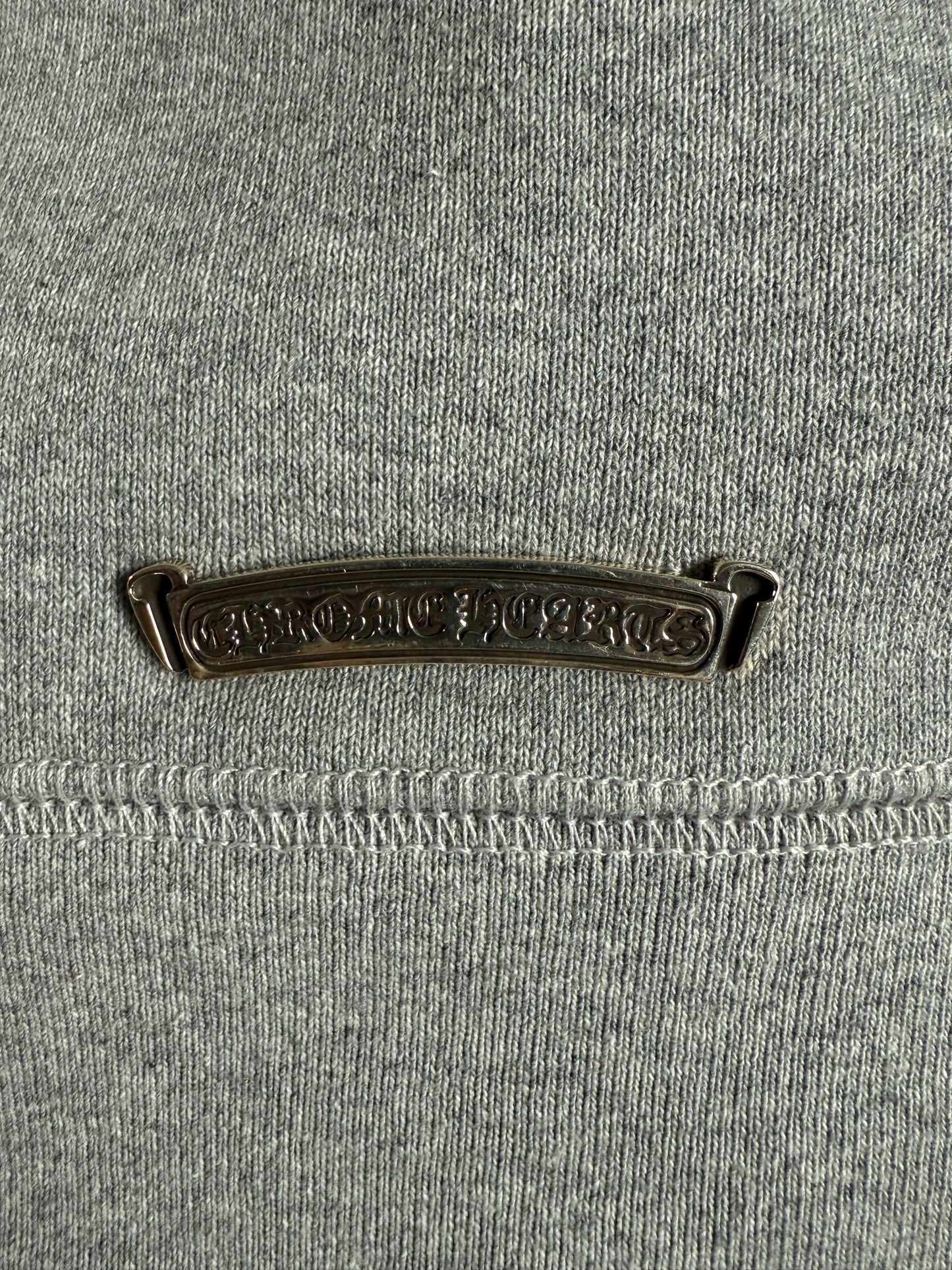 Chrome Hearts Leather Triple Cross Paper Jam Zip Up Hoodie Grey