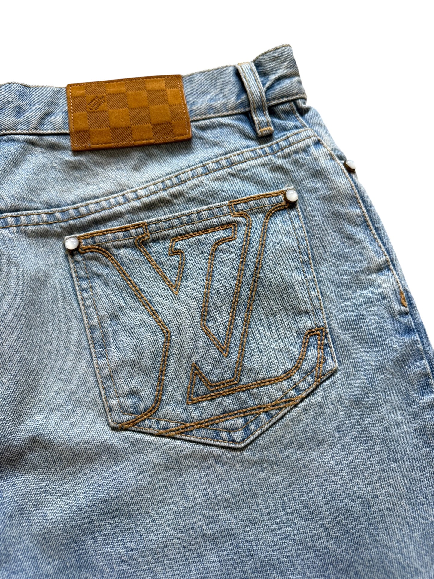 Louis Vuitton Embroider Logo Denim Shorts
