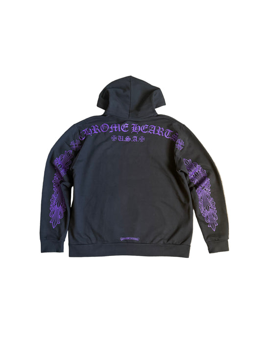 Chrome Hearts Friends & Family Floral Pullover Hoodie Black/Purple