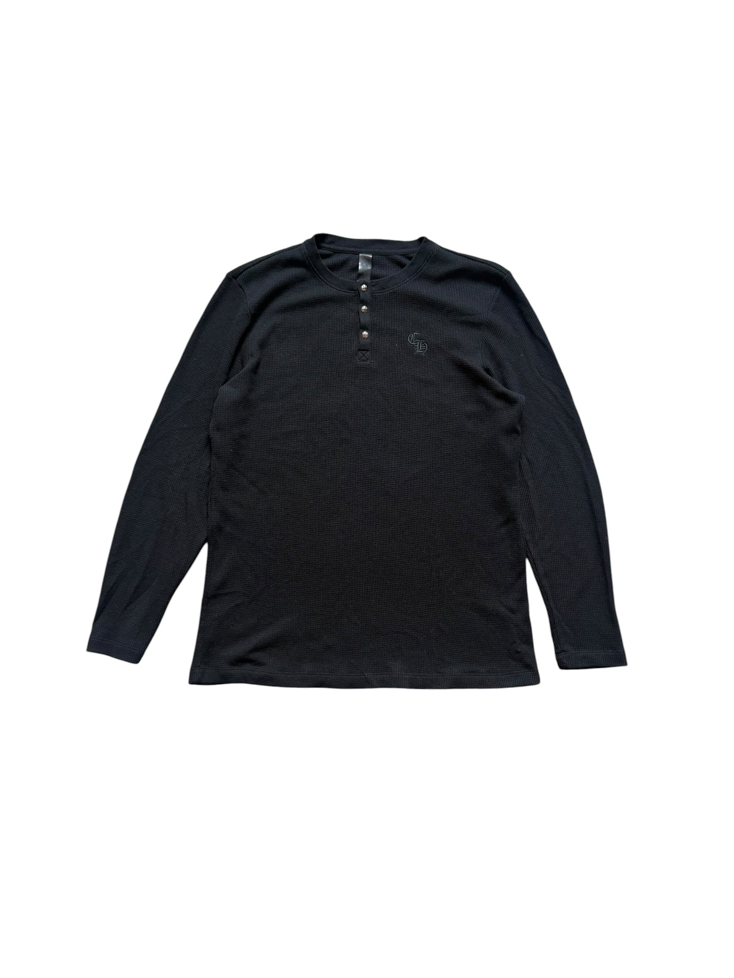 Chrome Hearts Silver Button Waffle Thermal Henley