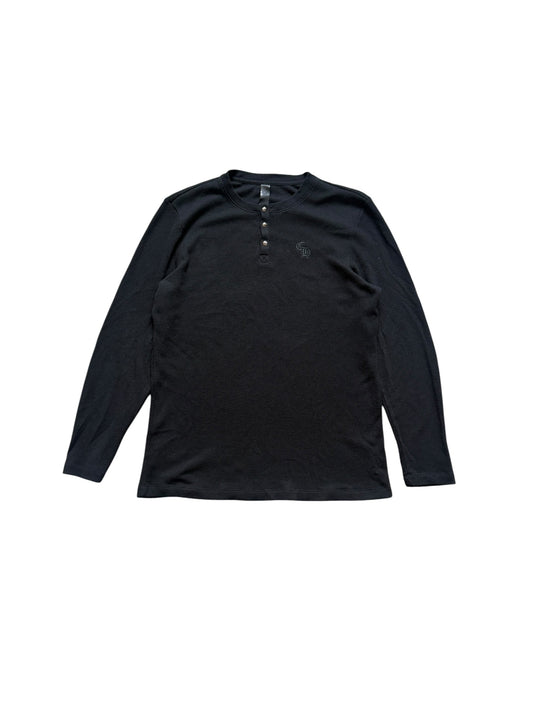 Chrome Hearts Silver Button Waffle Thermal Henley