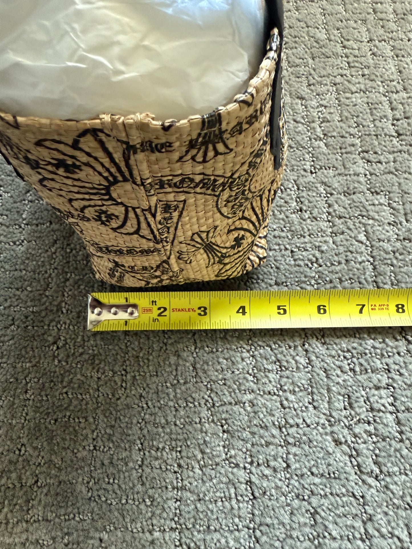 Chrome Hearts Cross Stencil Logo Straw Beach Bag Small