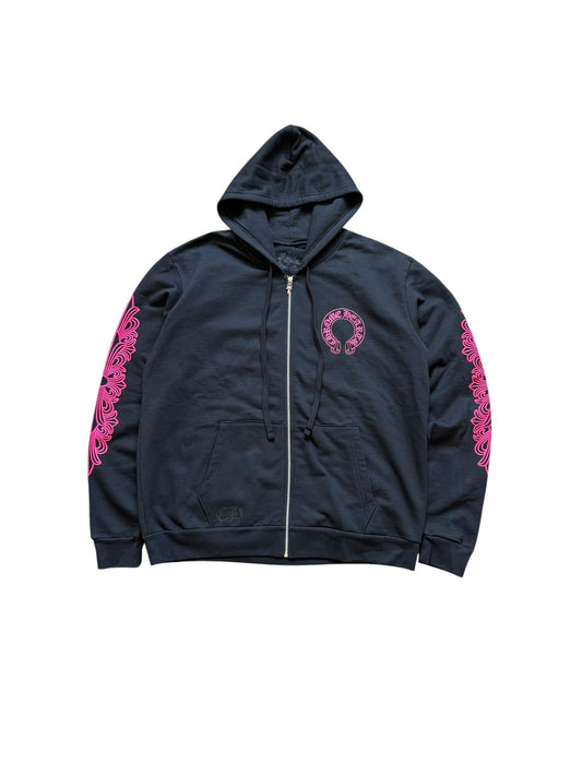 Chrome Hearts Floral Horseshoe Zip Up Hoodie