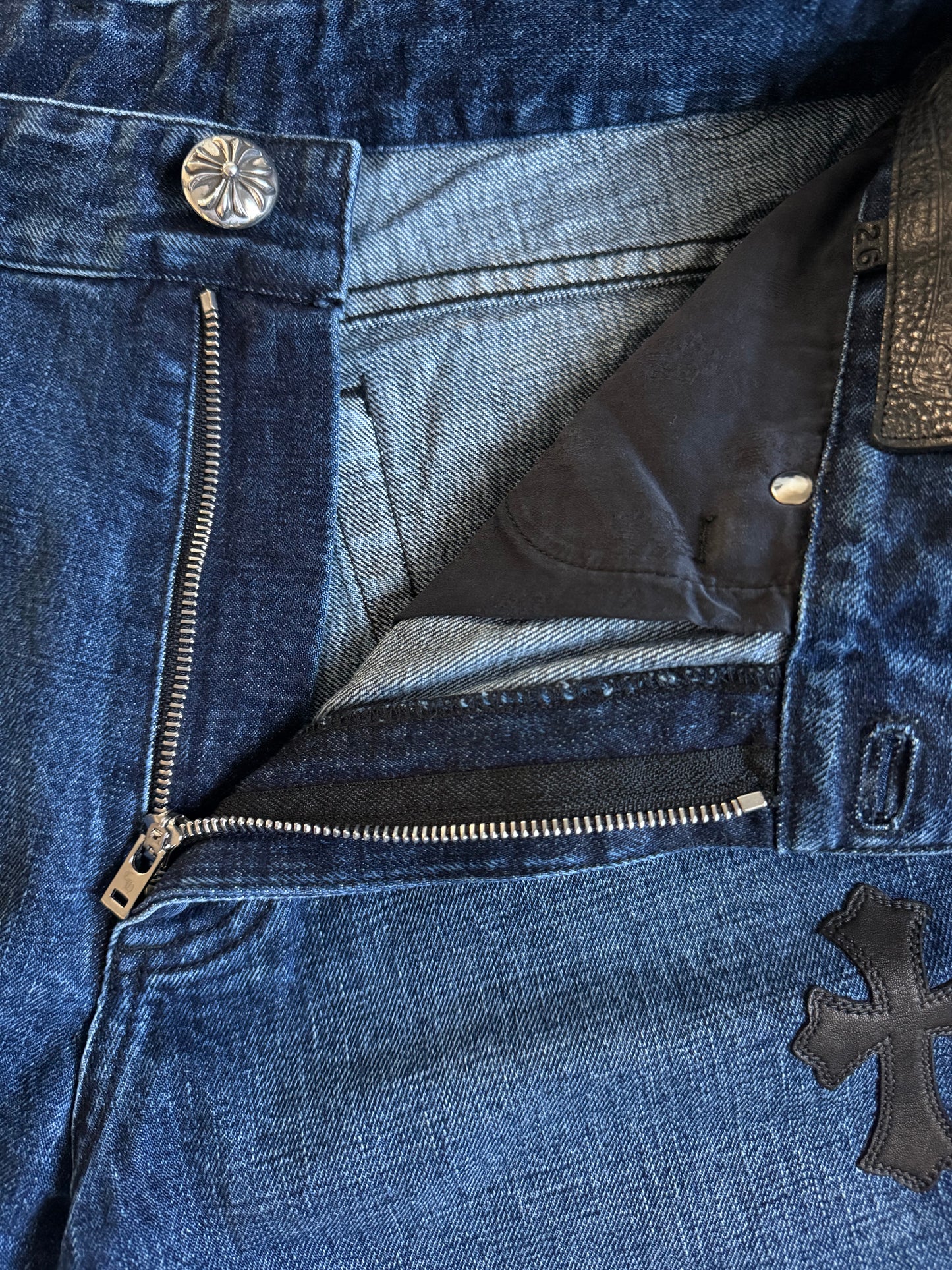 Chrome Hearts Cross Patch Denim Shorts Blue