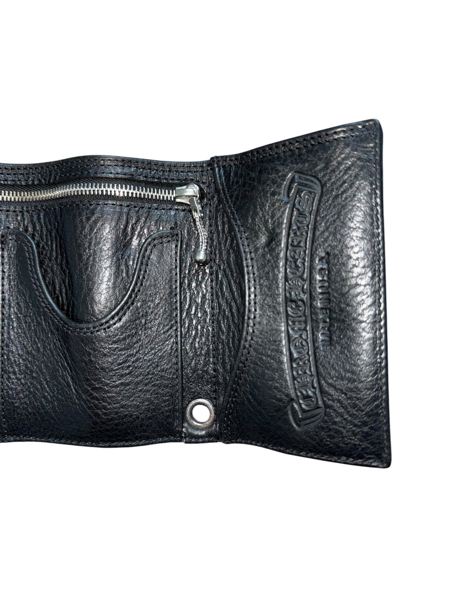 Chrome Hearts Cross Patch Trifold Leather Wallet