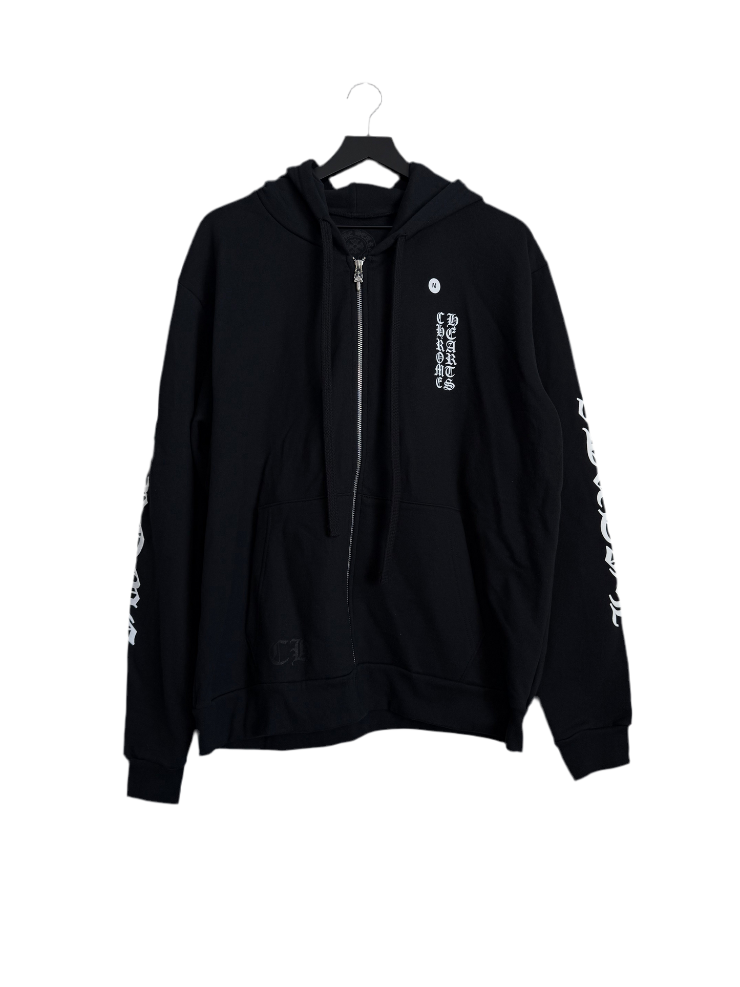 Chrome Hearts Verical Logo Zip Up Hoodie Black