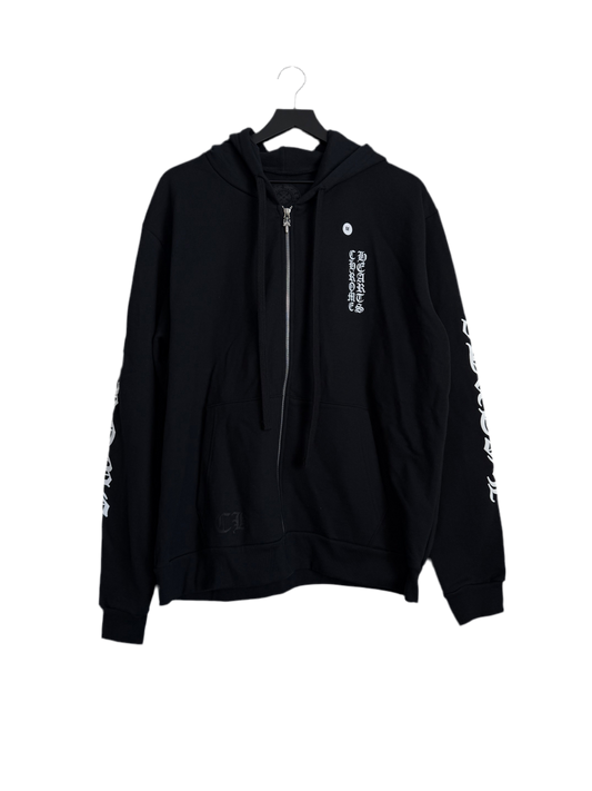 Chrome Hearts Verical Logo Zip Up Hoodie Black