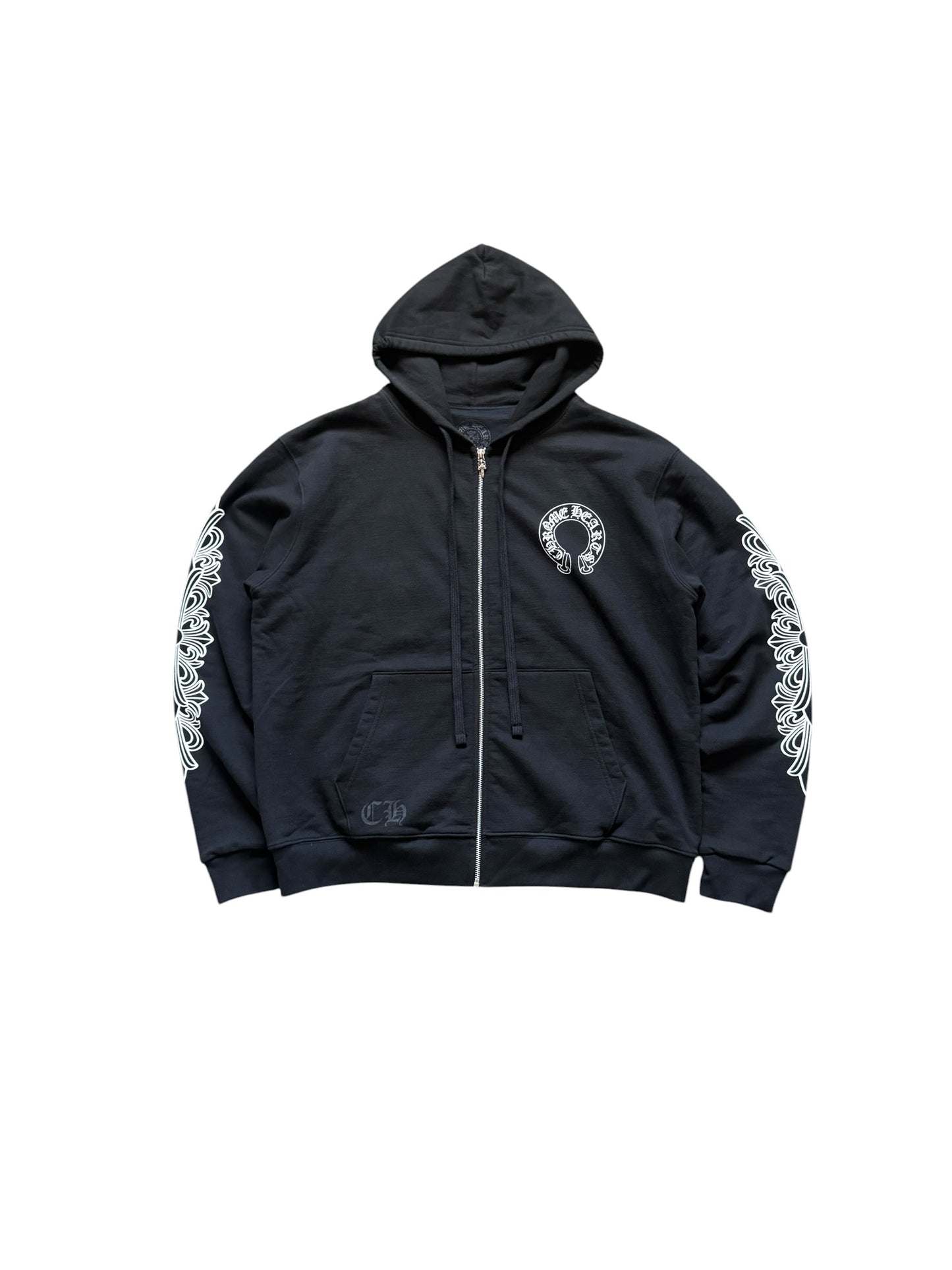 Chrome Hearts Floral Horseshoe Thermal Zip Up Hoodie