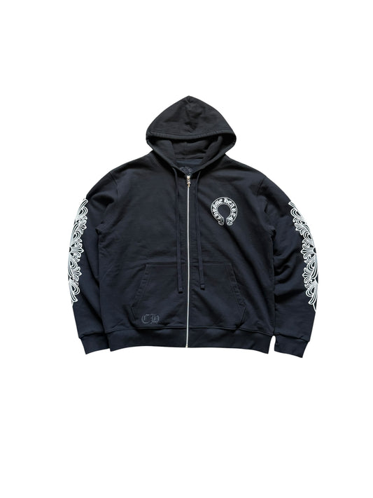 Chrome Hearts Floral Horseshoe Thermal Zip Up Hoodie