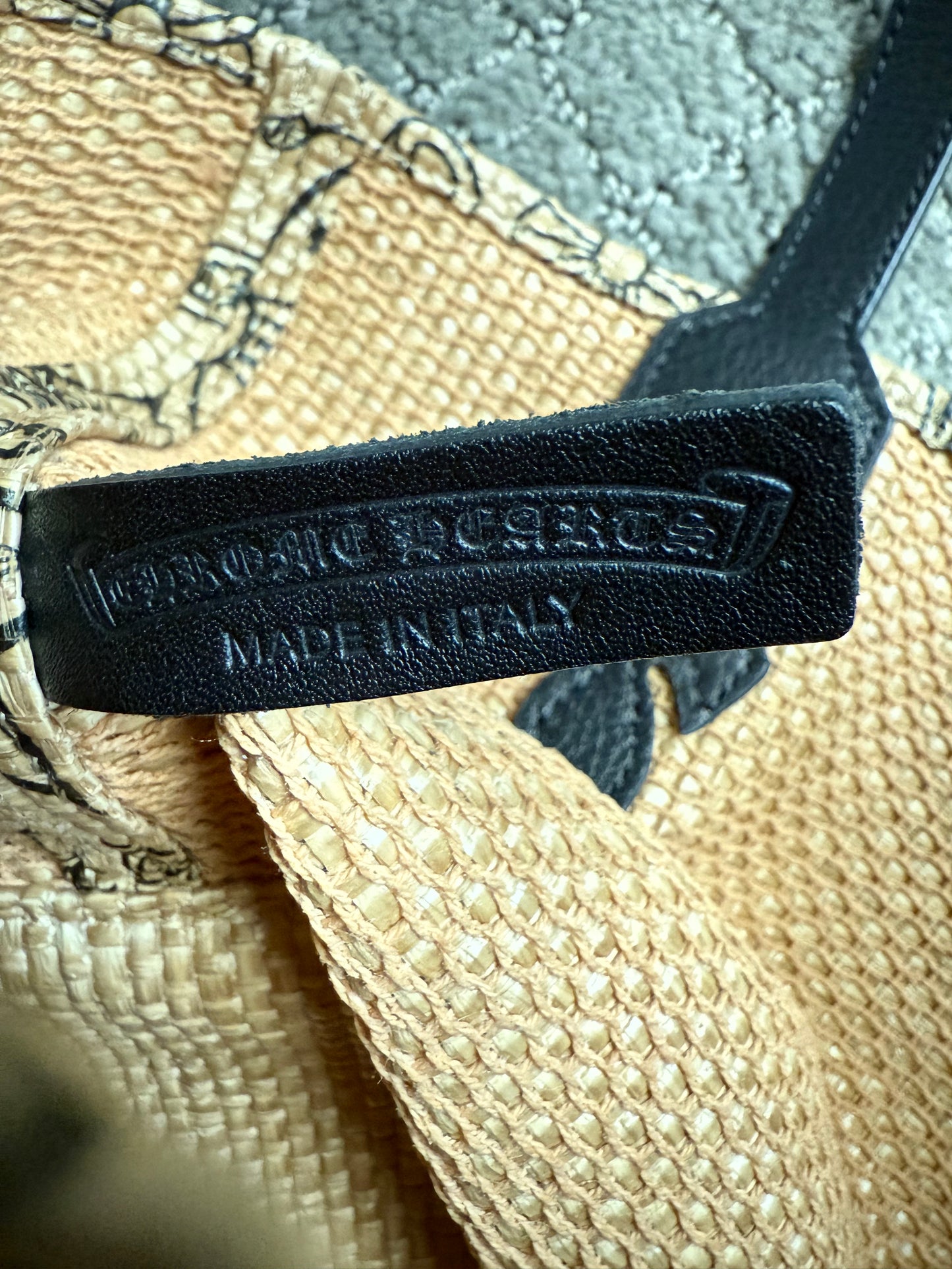 Chrome Hearts Cross Stencil Logo Straw Beach Bag Small