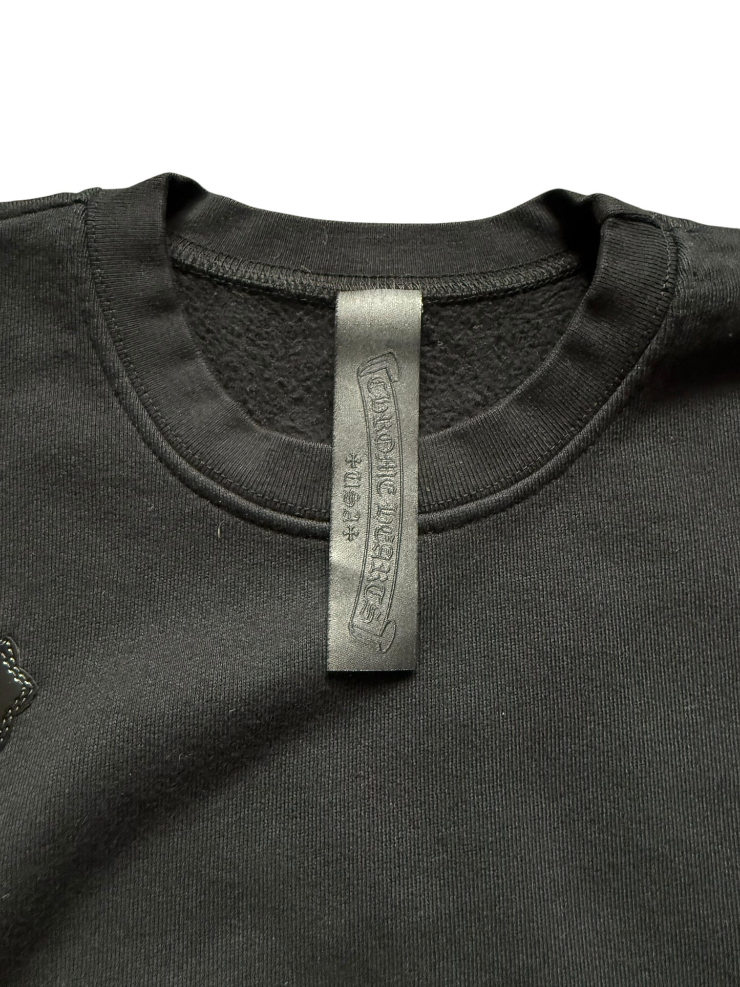 Chrome Hearts Leather Cross Patch Crewneck Sweatshirt Black