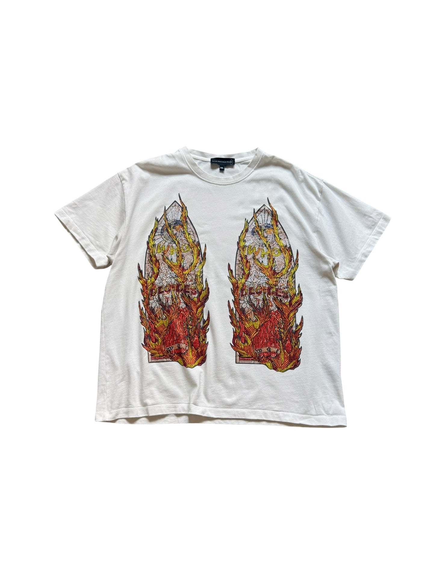 Who Decides War Flames Glass Rhinestone Short Sleeve
