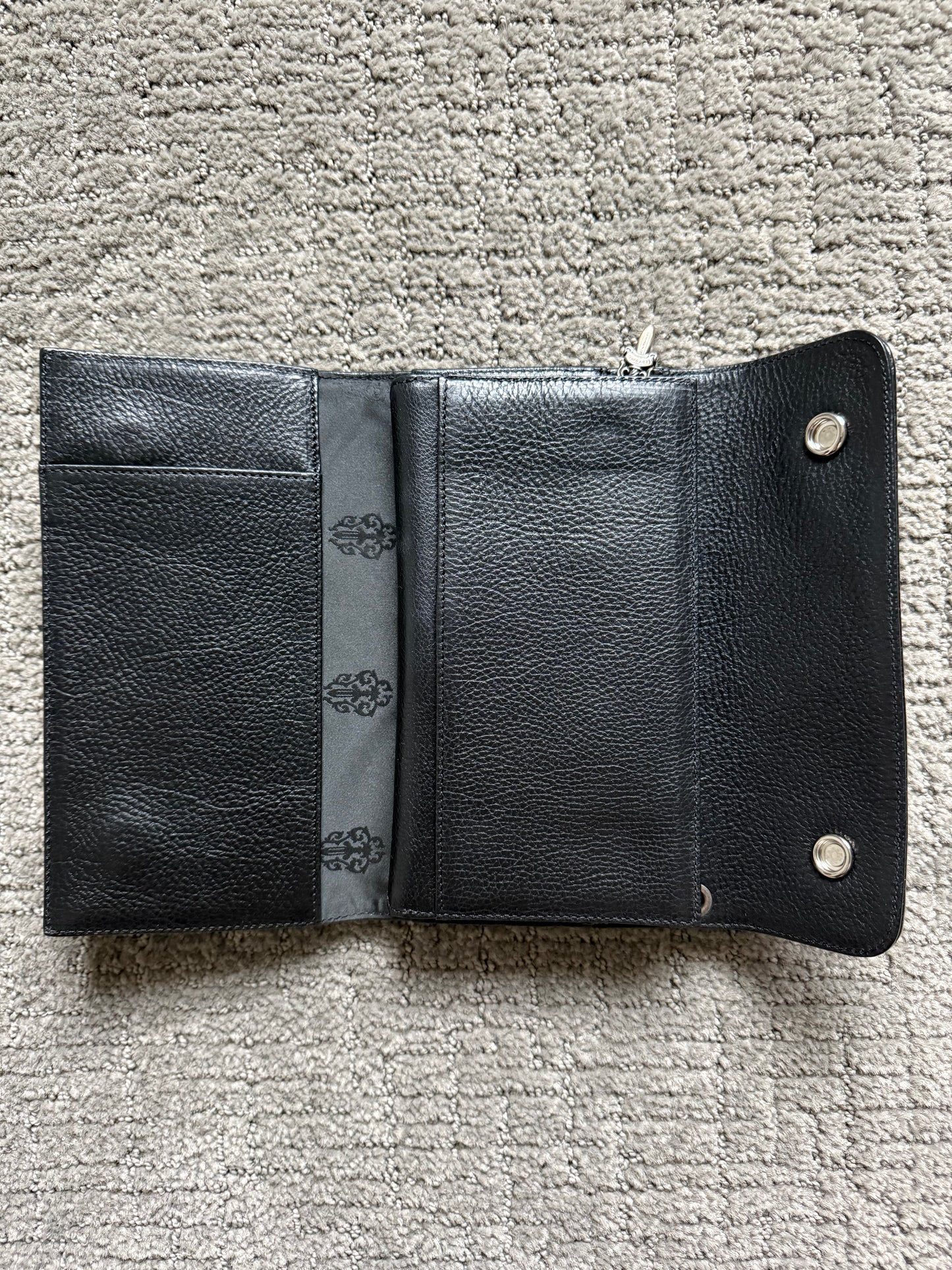Chrome Hearts Wave Long Leather Wallet Black