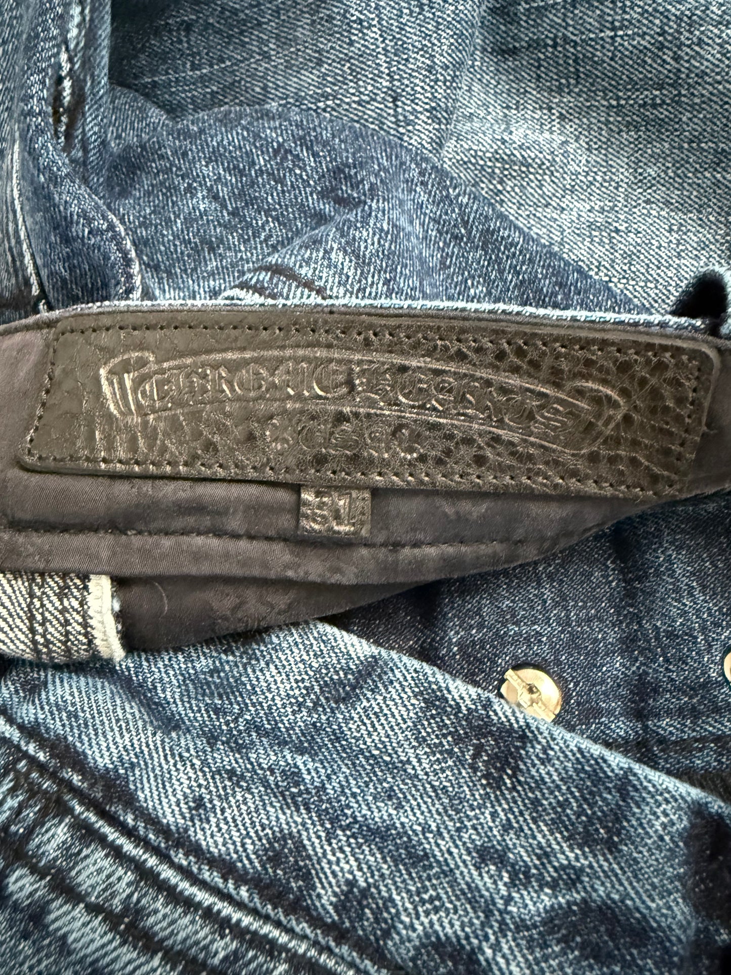 Chrome Hearts Baggy Fit Carpenter Denim Pants Blue