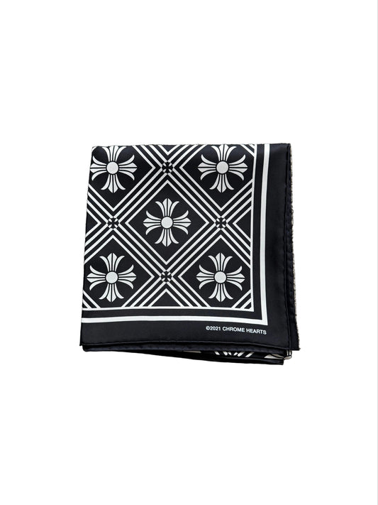 Chrome Hearts Plus Crosses Silk Scarf Black