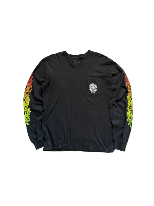 Chrome Hearts Gradient Floral LS T-Shirt Black Green Yellow