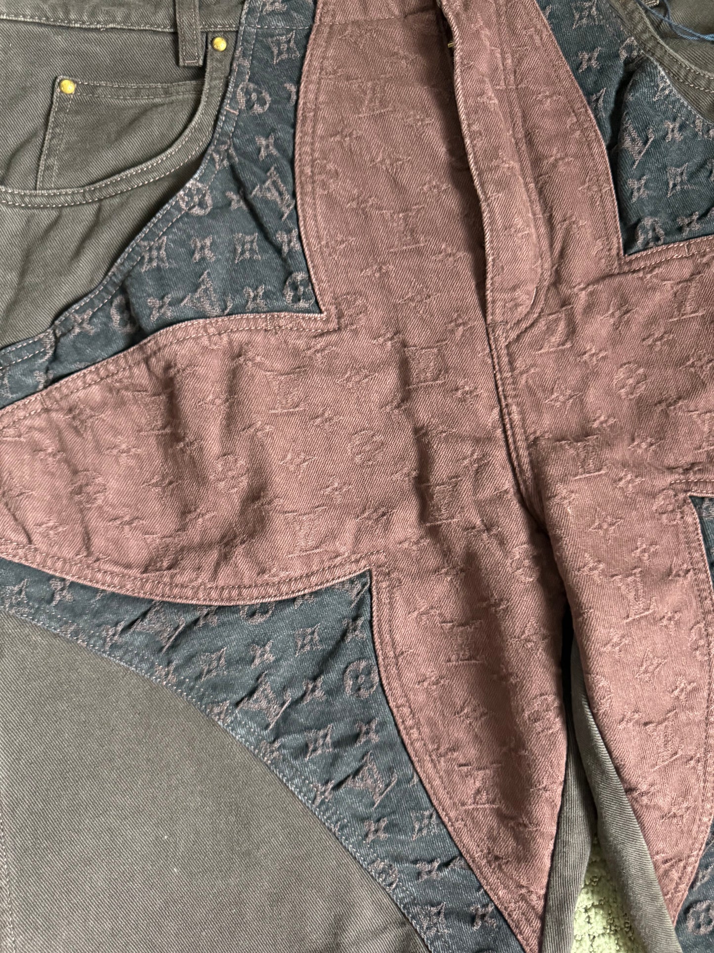 Louis Vuitton Flower Monogram Baggy Jeans Burgundy