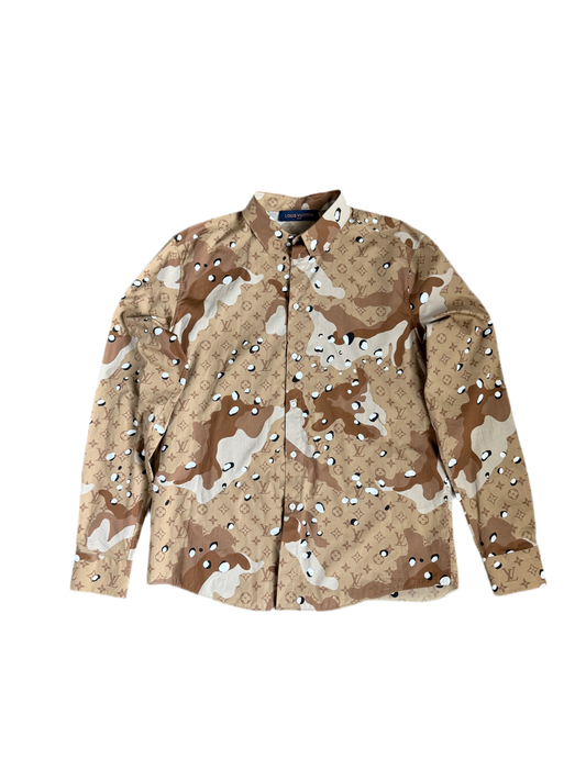 Louis Vuitton Monogram Desert Camo Button Up LS Shirt