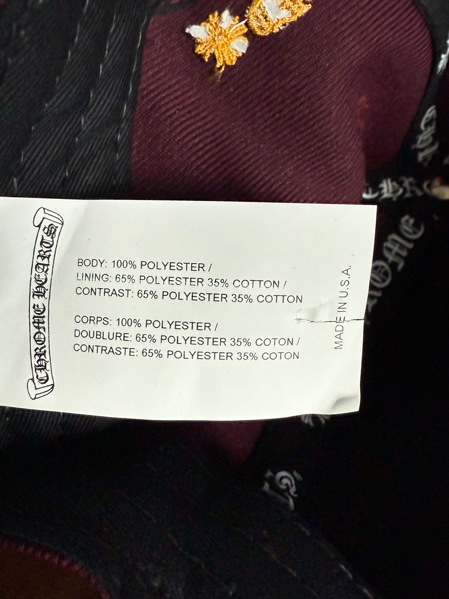 Chrome Hearts CH Logo Snapback Maroon/Yellow