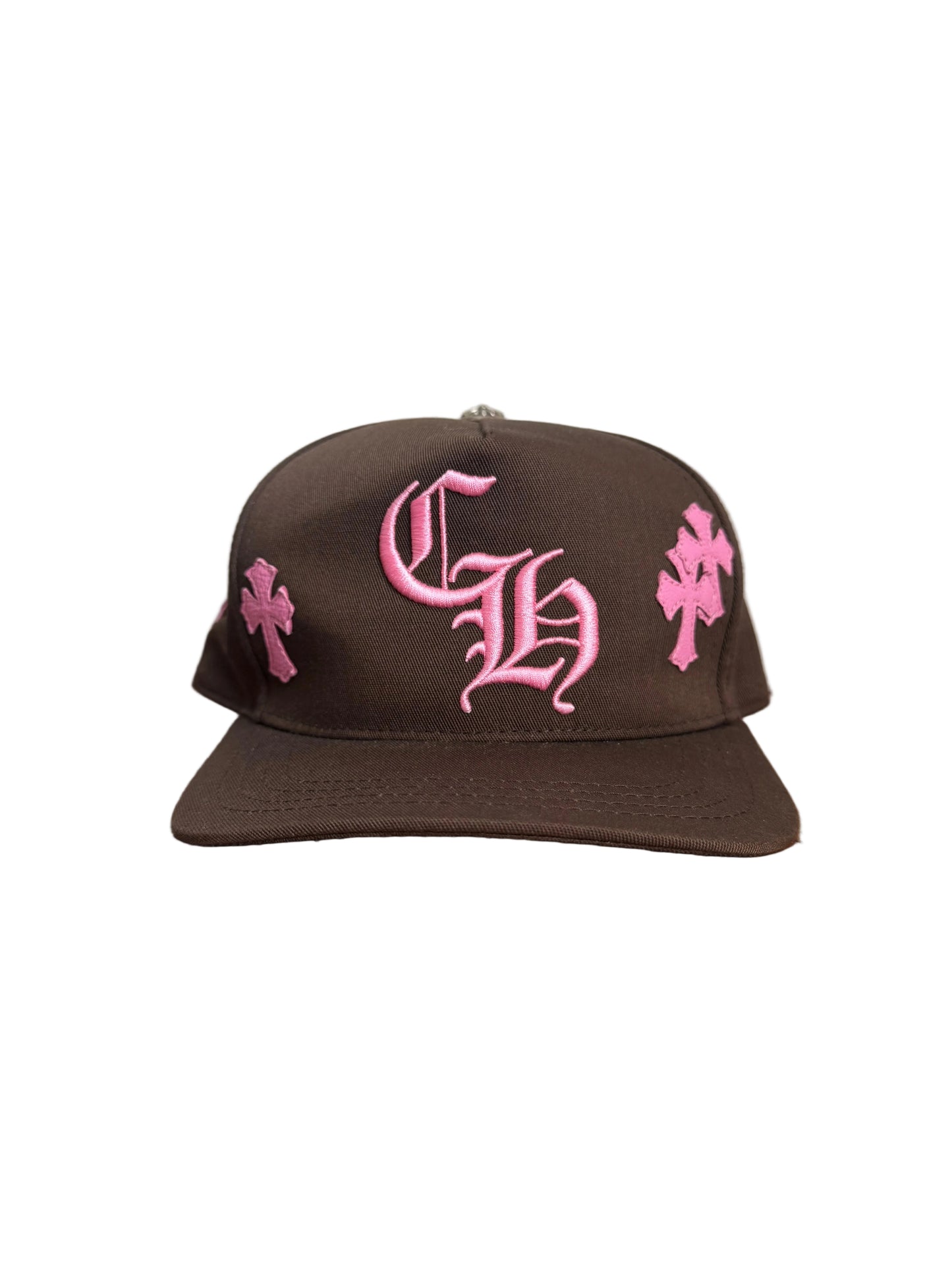 Chrome Hearts Cross Patch CH Snapback Hat Brown/Pink