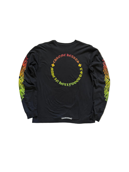 Chrome Hearts Gradient Floral LS T-Shirt Black Green Yellow
