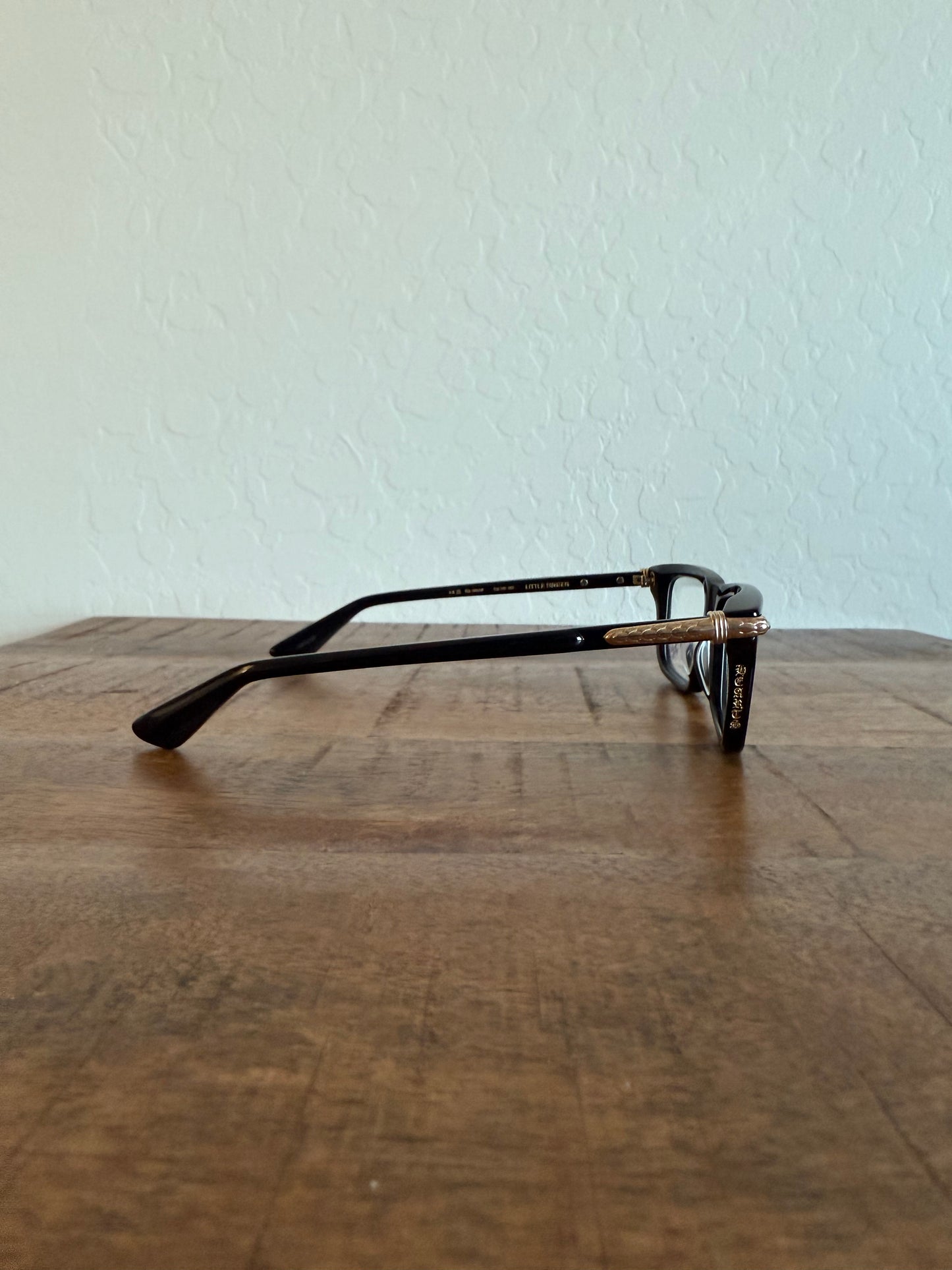 Chrome Hearts Little Dinger Glasses Black Gold Clear Lens