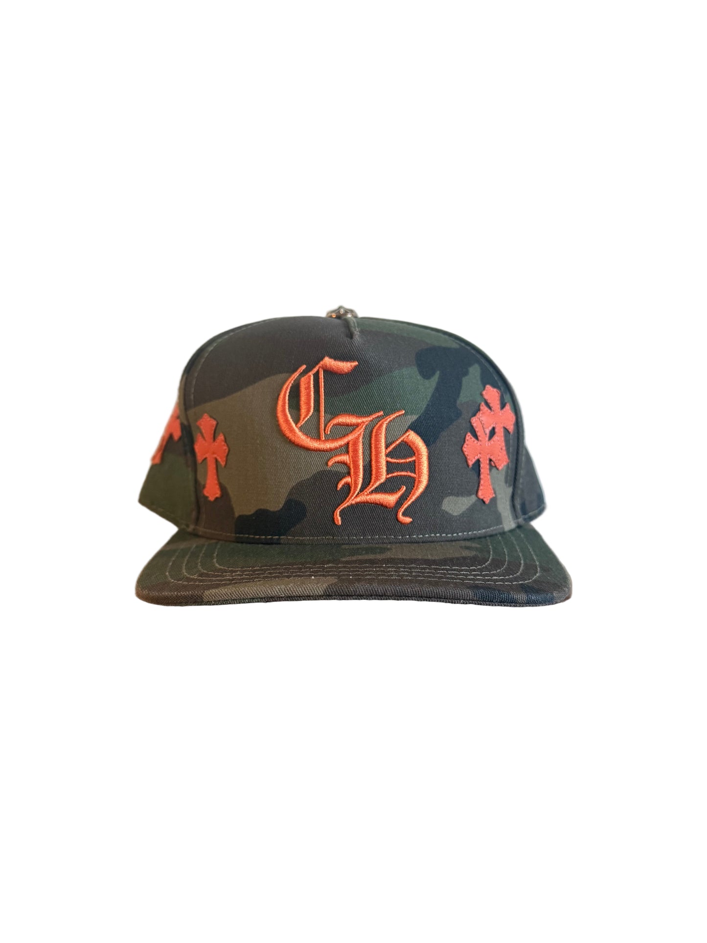 Chrome Hearts Cross Patch CH Snapback Hat Camo/Orange