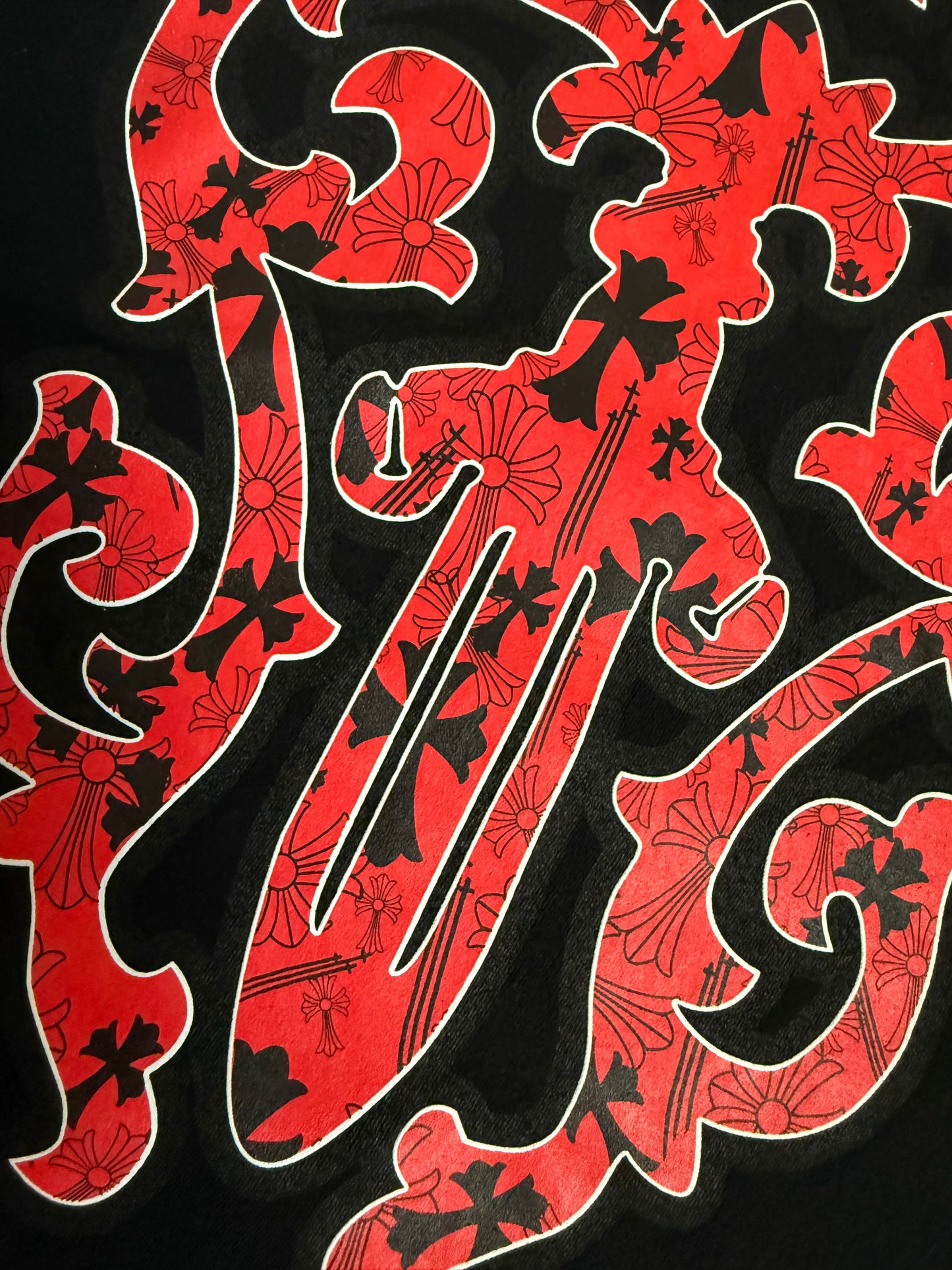 Chrome Hearts Stencil Vine Dagger SS T-Shirt Black/Red