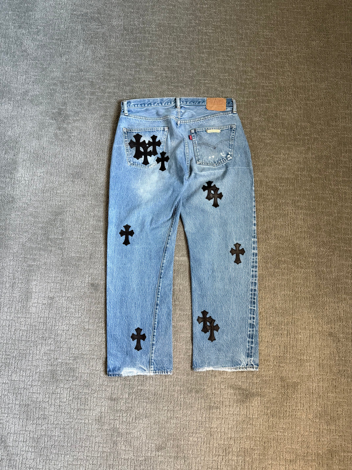 Chrome Hearts 501 Redline Levis Cross Pants Jeans Blue