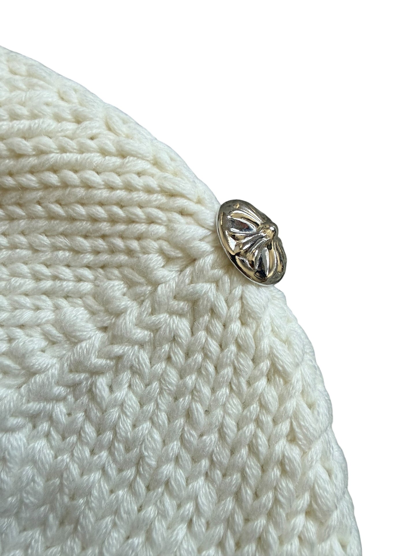 Chrome Hearts Crystal Cross Cashmere Beanie Cream