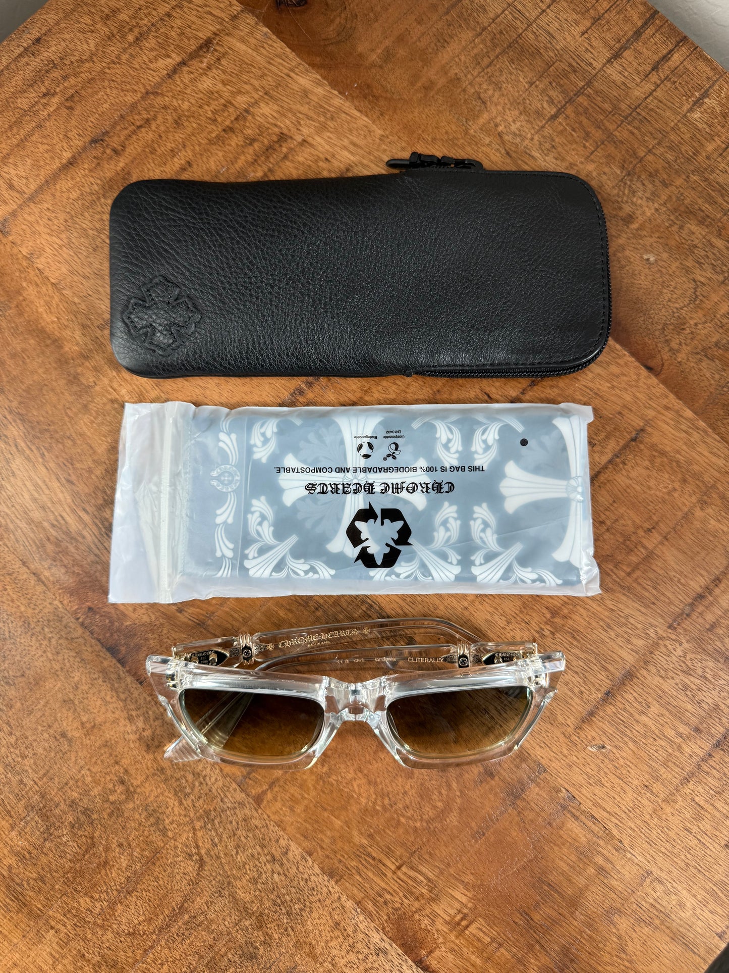 Chrome Hearts Cliterally Sunglasses Clear Gold