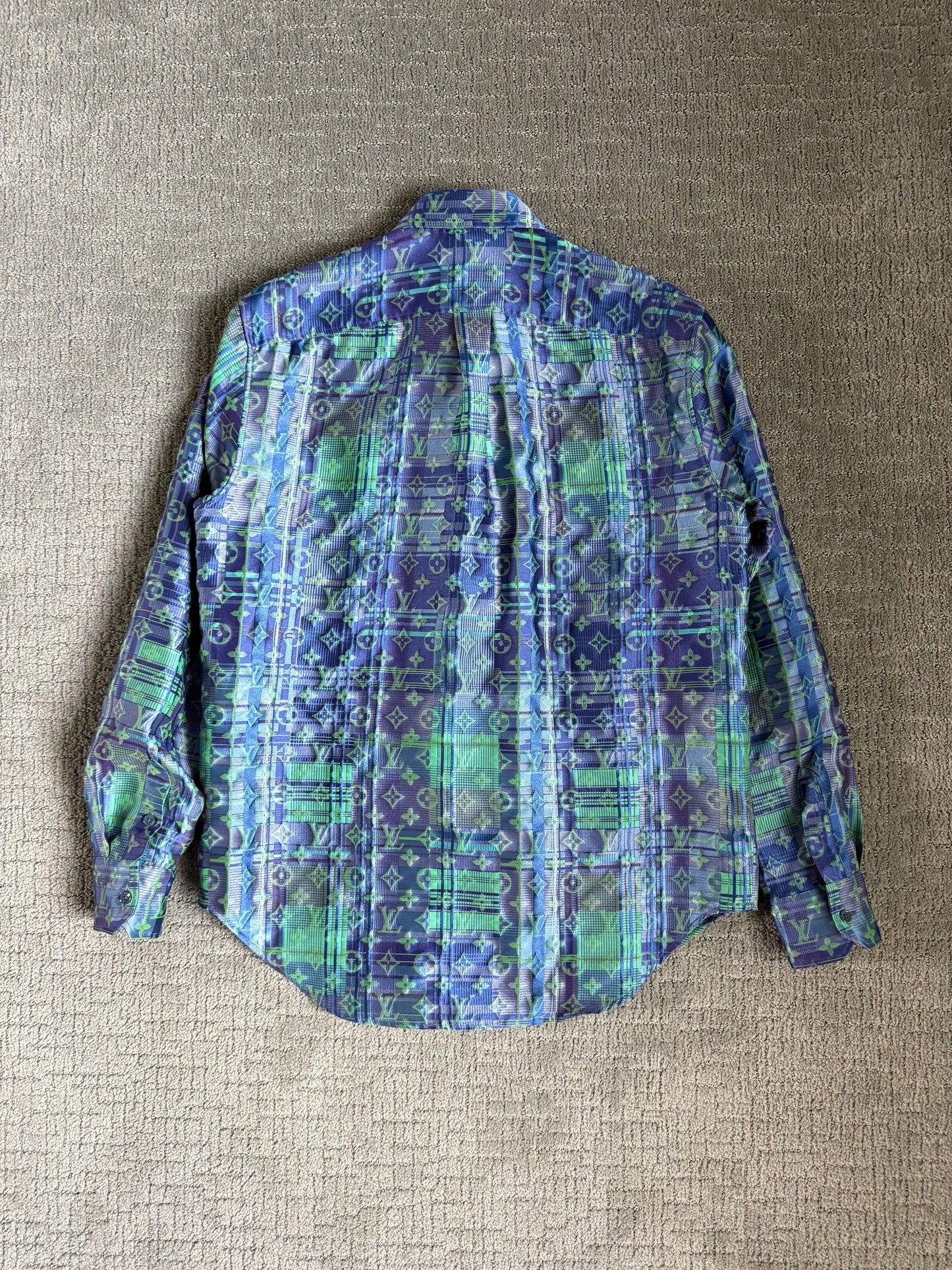 Louis Vuitton Monogram Silk Plaid Oversized Shirt Multicolor