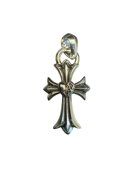 Chrome Hearts Heart Cross Silver Pendant