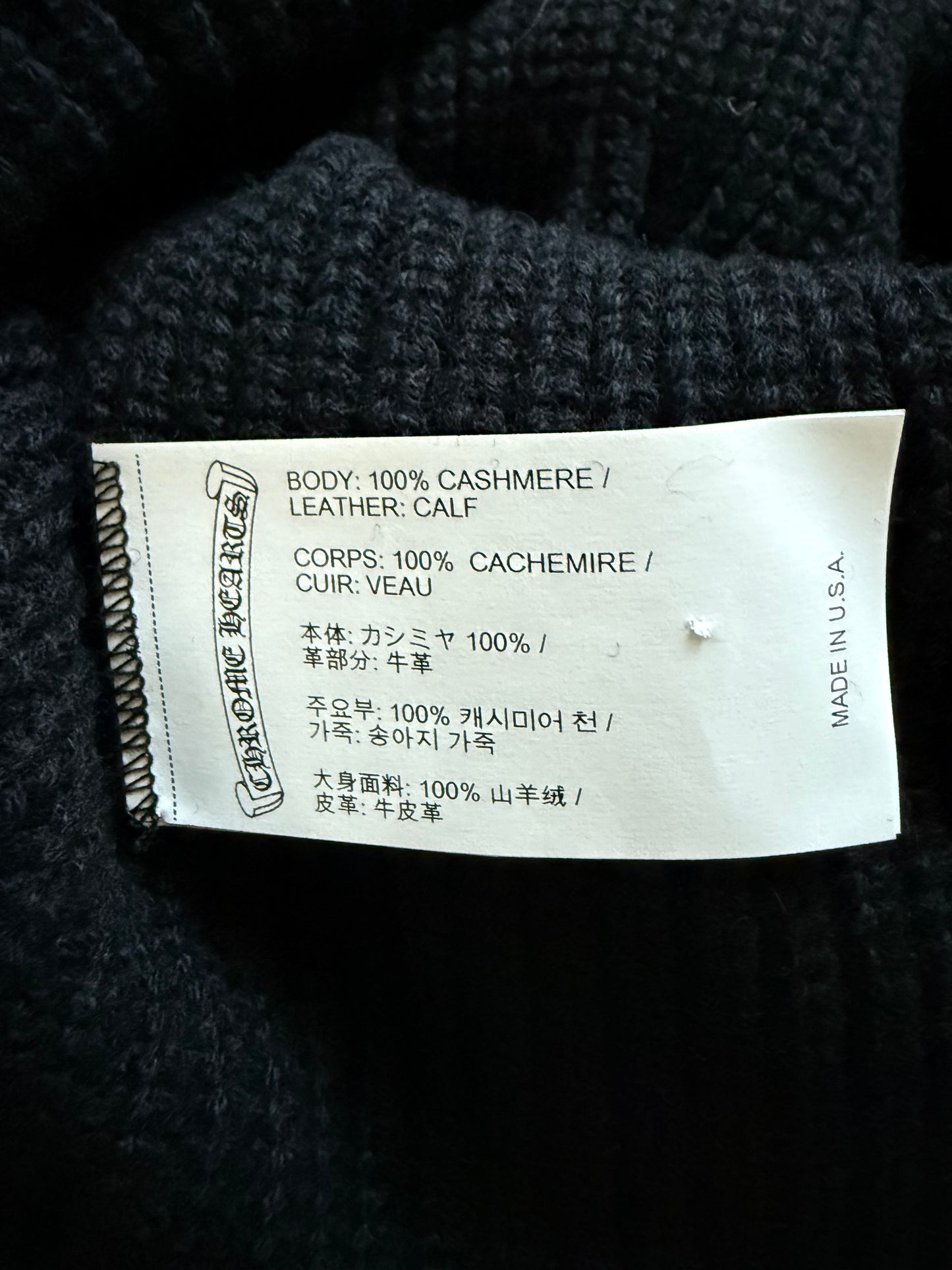 Chrome Hearts Cashmere Leather Star Beanie Black/Red