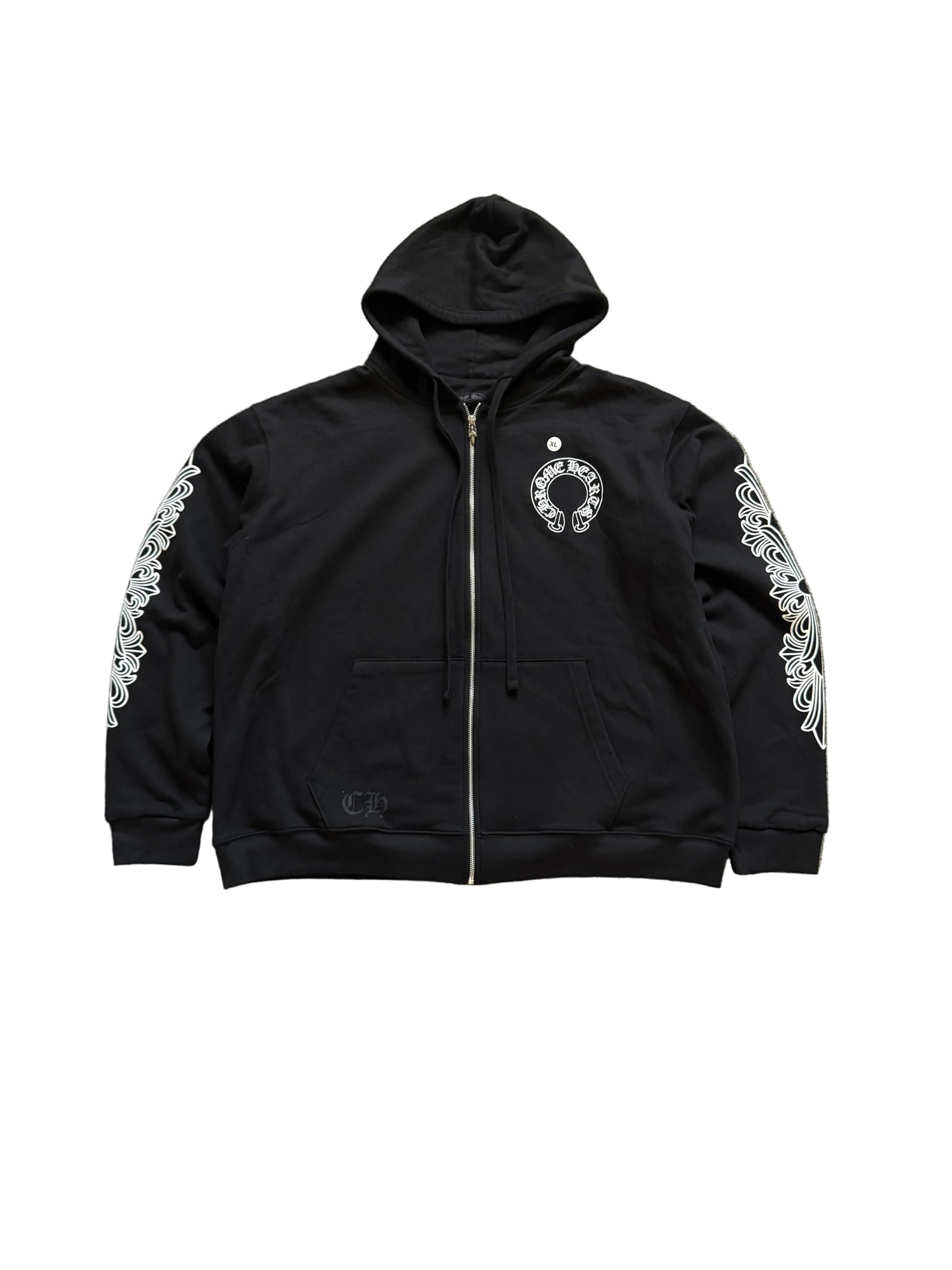 Chrome Hearts Horseshoe Thermal Floral Zip Up Hoodie Black