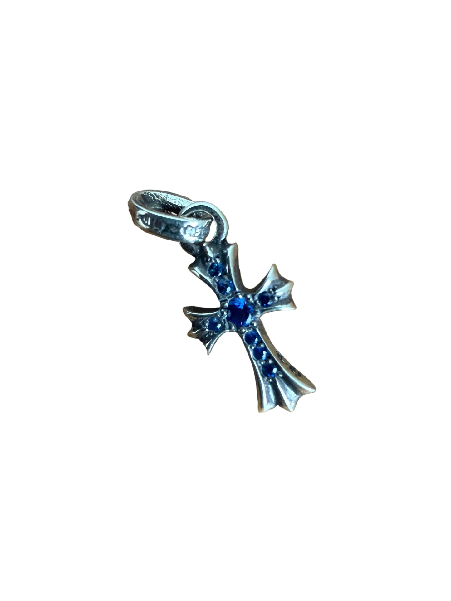 Chrome Hearts Silver Baby Fat Charm w Blue Sapphire