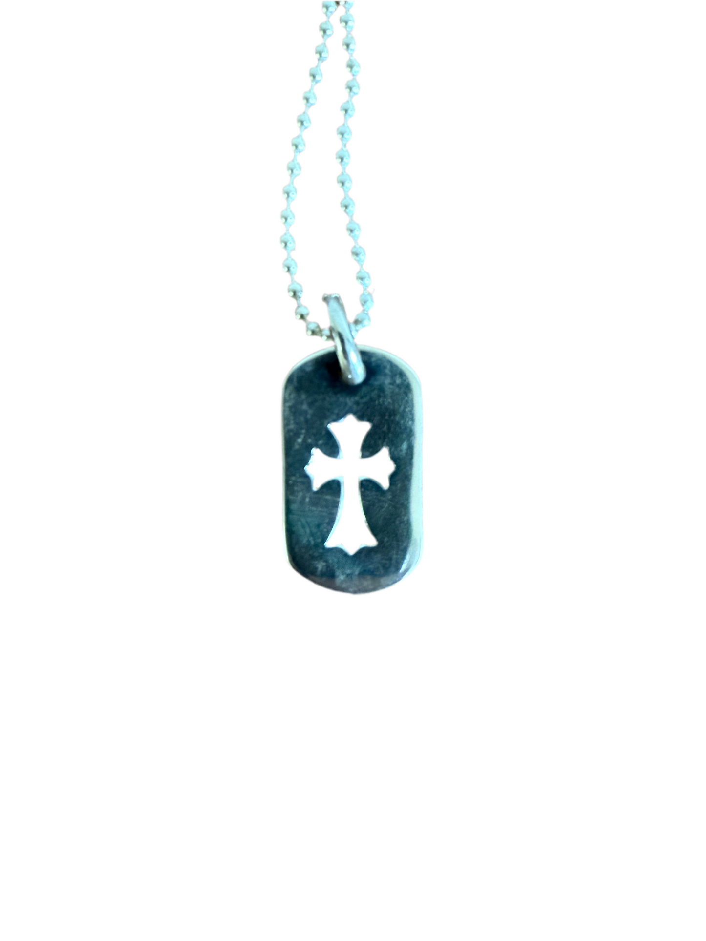 Chrome Hearts Cross Cut Out Dog Tag .925 Silver Pendant