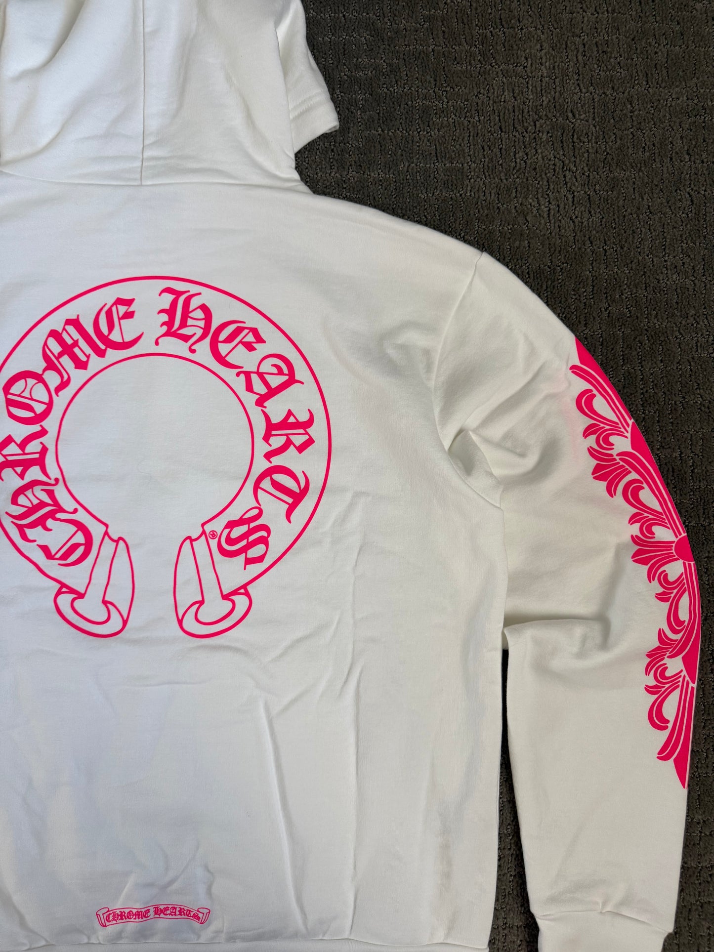 Chrome Hearts Horseshoe Floral Pullover Hoodie White/Pink