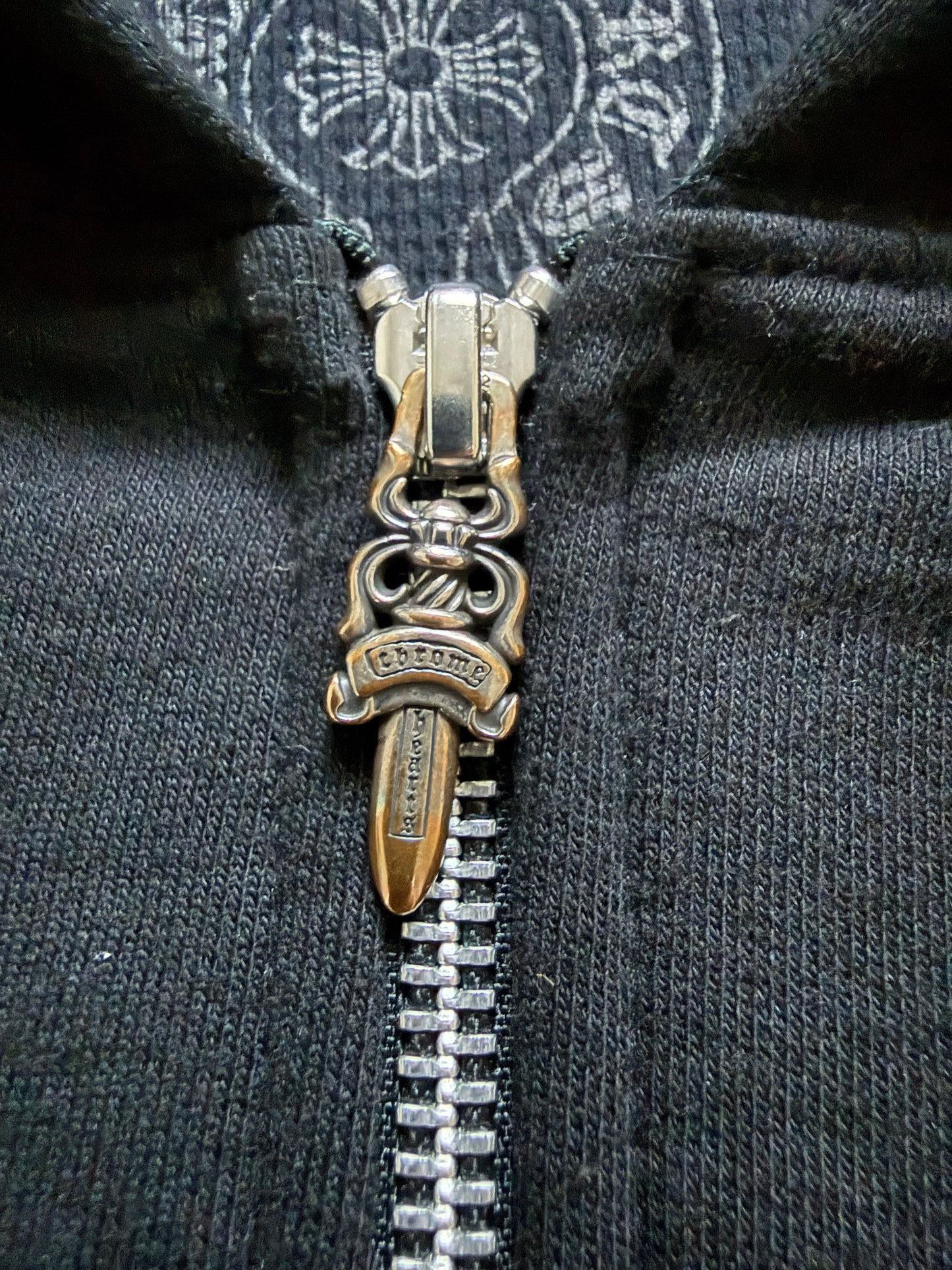 Chrome Hearts Vertical Logo Thermal Zip Up Hoodie