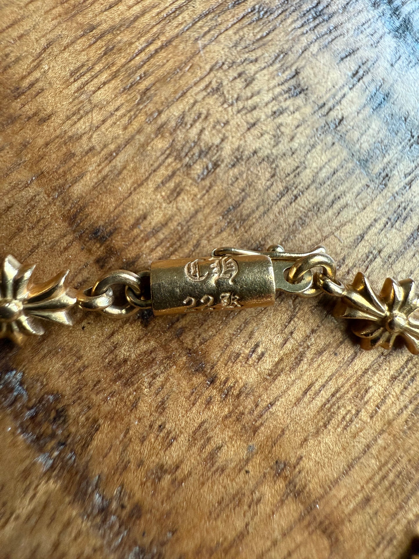 Chrome Hearts 22k Gold Tiny E Bracelet 11 Link